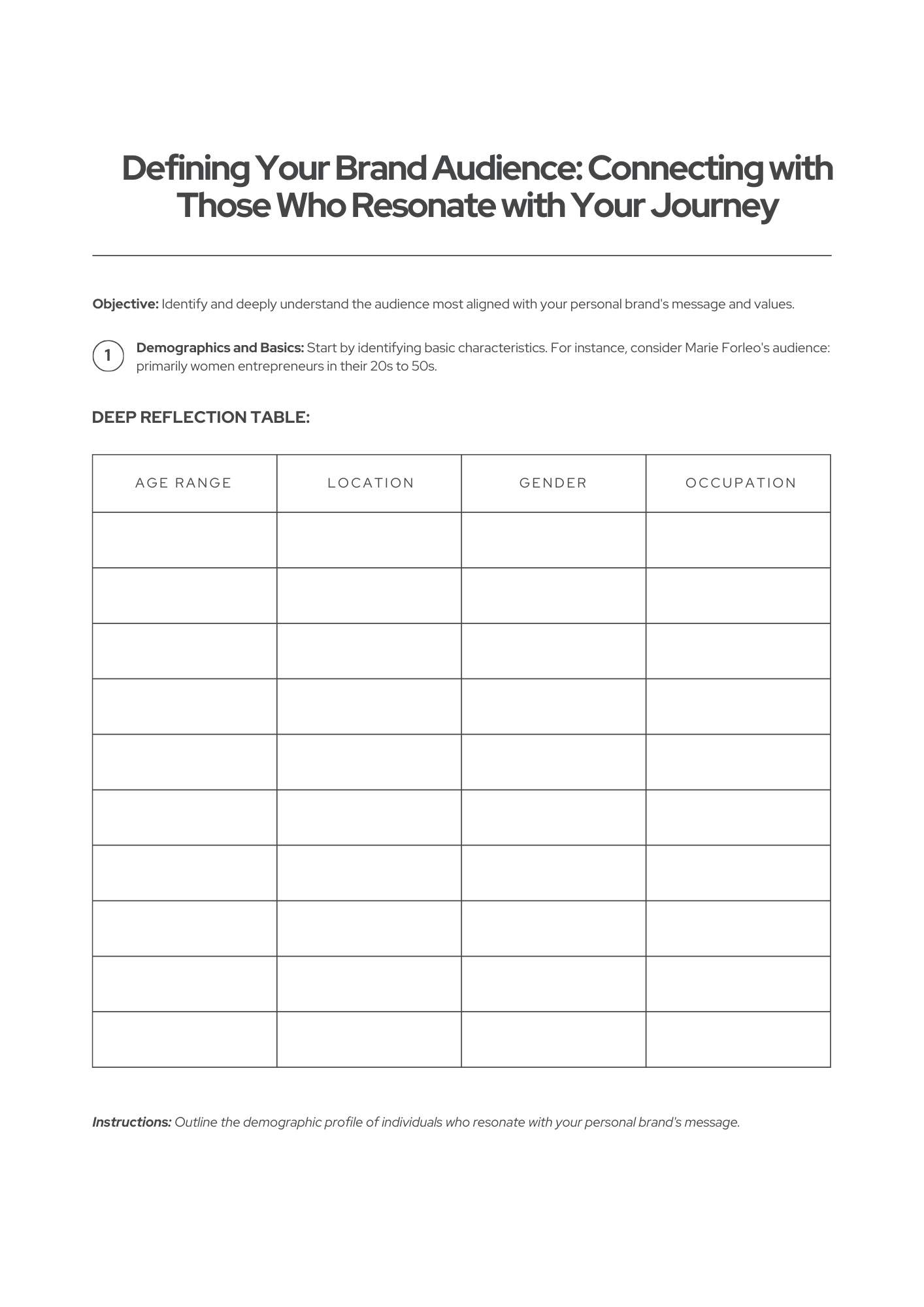 Branding Worksheets For Your Business