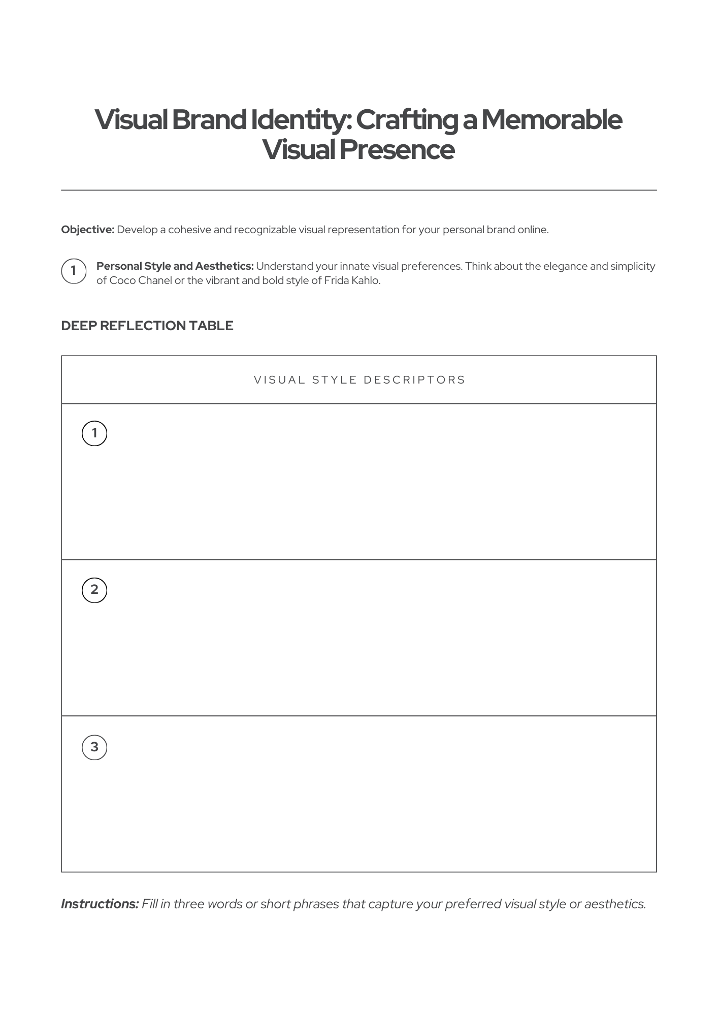 Branding Worksheets For Your Business