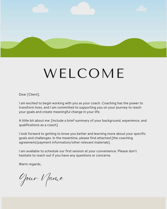 Coaching Client Welcome Pack Template